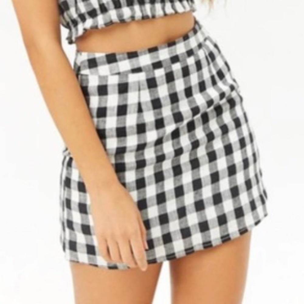 Linen gingham skirt